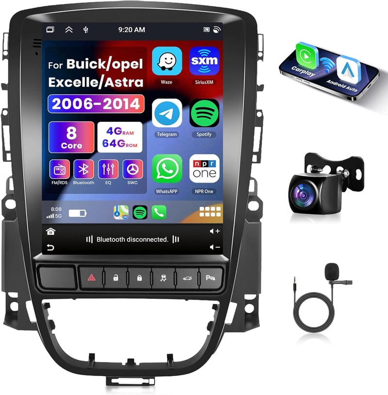 Rimoody 9,7" Android 13 Autórádió Opel Astra J-hez - 8 Magos, 4GB+64GB, Vezeték Nélküli CarPlay, GPS, WiFi, Bluetooth, Tolatókamera