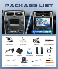 9-palcové autorádio Rimoody s Androidom pre Mercedes Benz A W169, B W245, Vito W639, Viano, W906 Sprinter – DAB+, 4G+64G, 8-jadrový procesor, bezdrôtový CarPlay, GPS, WiFi 8