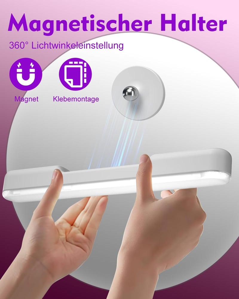 Rinfency LED Sminkasztal Lámpa Dimmer Funkcióval, Hordozható Tükör Világítás 360° Forgatható