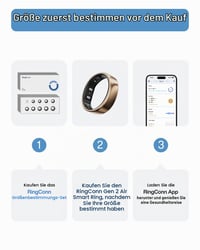 Inel inteligent RingConn Gen 2 Air - Dune Gold, mărimea 7 - baterie de 10 zile, monitorizare somn/stres/puls, rezistență la apă IP68, compatibil cu iOS și Android 2