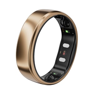 Inel inteligent RingConn Gen 2 Air - Dune Gold, mărimea 7 - baterie de 10 zile, monitorizare somn/stres/puls, rezistență la apă IP68, compatibil cu iOS și Android