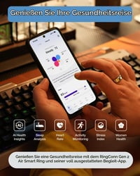 Inel inteligent RingConn Gen 2 Air - Dune Gold, mărimea 7 - baterie de 10 zile, monitorizare somn/stres/puls, rezistență la apă IP68, compatibil cu iOS și Android 3