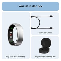 Inteligentný prsteň RingConn Gen 2 Smart Ring, strieborný – Sledovanie spánkového apnoe, meranie stresu a tepu, 12-dňová výdrž batérie, kompatibilný s Androidom a iOS 8