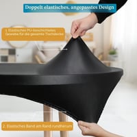 Okrúhly obrus Rinpon, čierny, 124 – 132 cm, vodoodolný, odolný voči oleju, elastický PU materiál, ľahko čistiteľný, mäkký chránič stola na dotyk 2