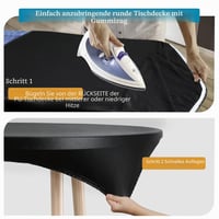 Okrúhly obrus Rinpon, čierny, 124 – 132 cm, vodoodolný, odolný voči oleju, elastický PU materiál, ľahko čistiteľný, mäkký chránič stola na dotyk 6