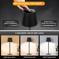 Lampă de masă LED Riokko, baterie 5200 mAh, control tactil, 3 temperaturi de culoare, rezistentă la apă IP54, 2 bucăți, negru 3