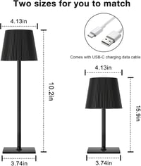 Lampă de masă LED Riokko, baterie 5200 mAh, control tactil, 3 temperaturi de culoare, rezistentă la apă IP54, 2 bucăți, negru 6
