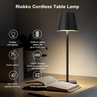 Lampă de masă LED Riokko, baterie 5200 mAh, control tactil, 3 temperaturi de culoare, rezistentă la apă IP54, 2 bucăți, negru 5