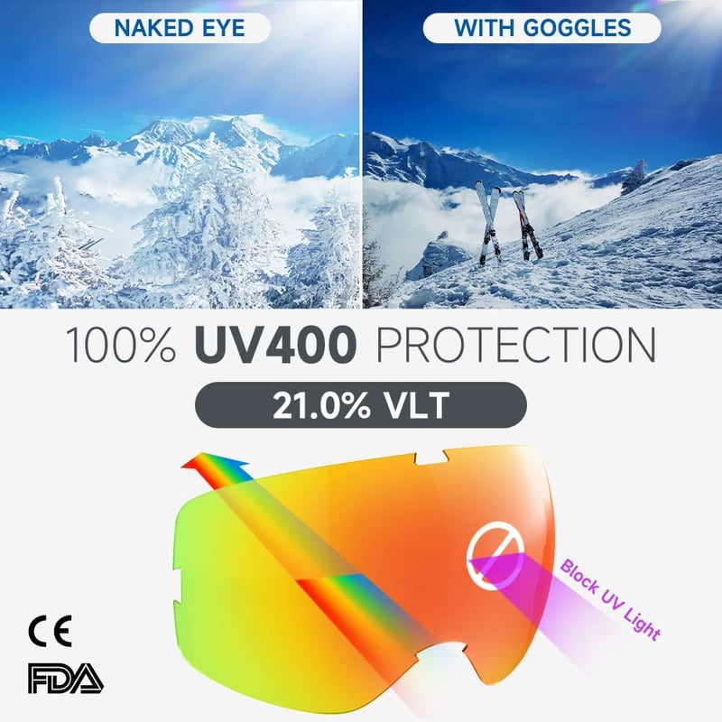 RIOROO Síszemüveg Snowboard Kettős Lencse UV Védelem Női Férfi Felnőtt