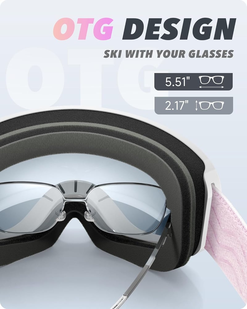 RIOROO Síszemüveg Snowboard Szemüveg Szemüvegeseknek Dupla Lencse UV Védelem Sisak Kompatibilis