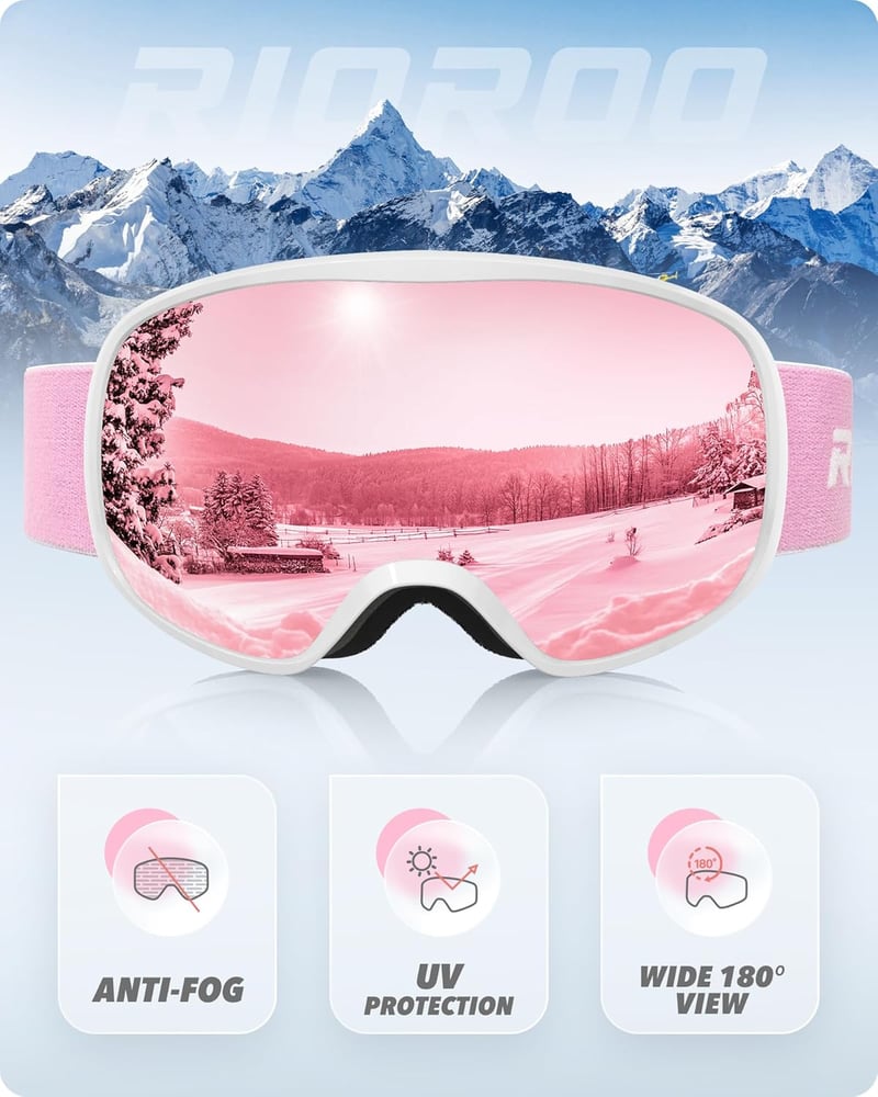 RIOROO Síszemüveg Snowboard Szemüveg Szemüvegeseknek Dupla Lencse UV Védelem Sisak Kompatibilis