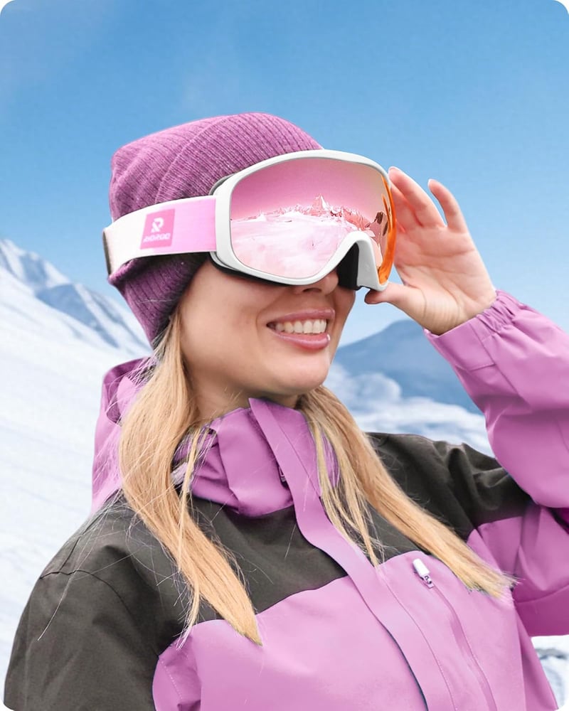 RIOROO Síszemüveg Snowboard Szemüveg Szemüvegeseknek Dupla Lencse UV Védelem Sisak Kompatibilis