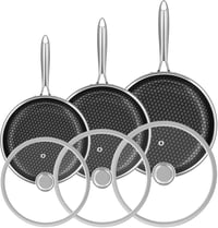 RIOVARM Rozsdamentes Acél Serpenyő Szett Indukciós Tapadásmentes Fedeles Serpenyők 20cm 26cm 30cm Wok Minden Főzőlaphoz 1