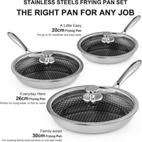 RIOVARM Rozsdamentes Acél Serpenyő Szett Indukciós Tapadásmentes Fedeles Serpenyők 20cm 26cm 30cm Wok Minden Főzőlaphoz 2