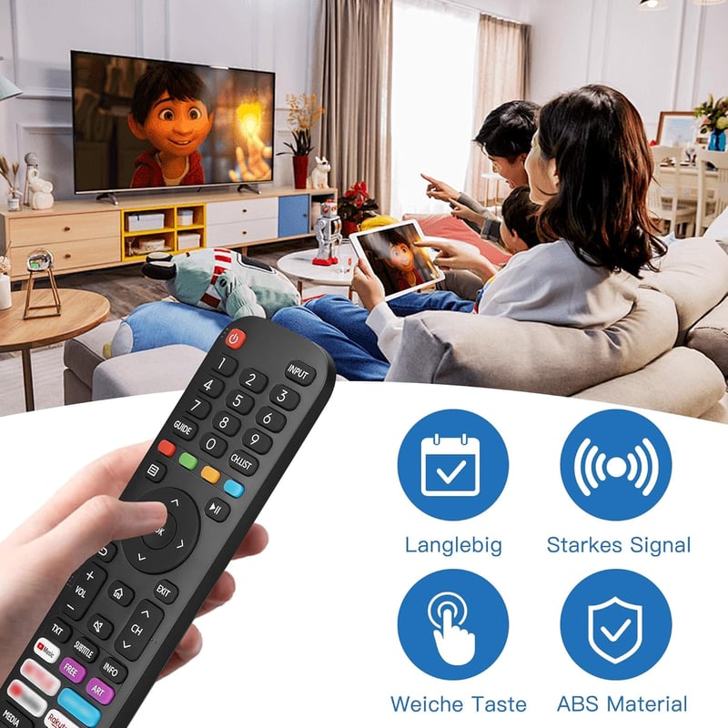 Riry Távirányító Hisense EN2G30H/EN2A30 VIDAA LCD LED 4K UHD Smart TV-hez Helyettesítő Univerzális Távkapcsoló