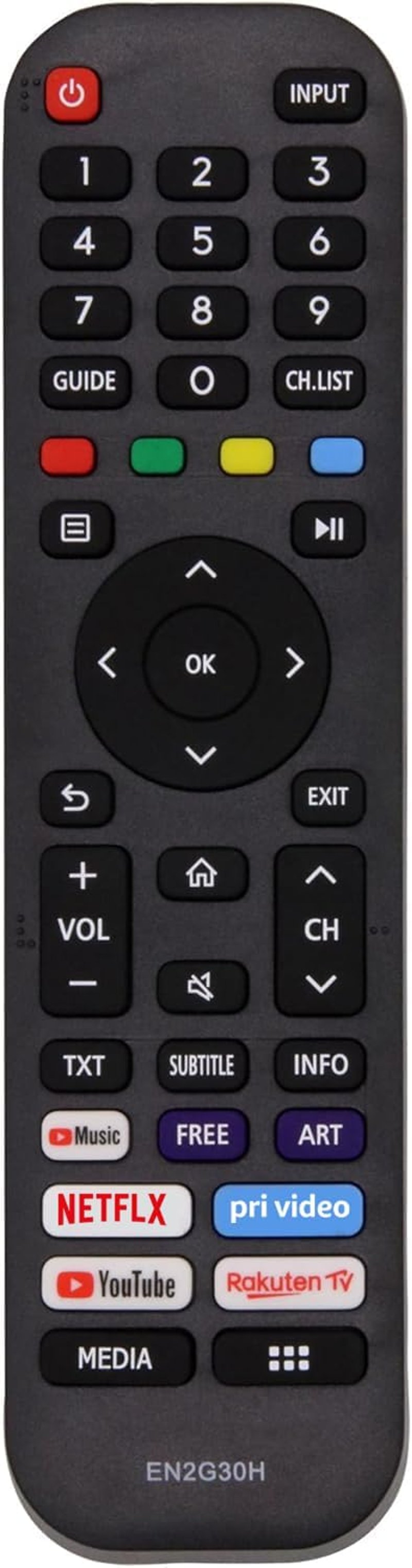 Riry Távirányító Hisense EN2G30H/EN2A30 VIDAA LCD LED 4K UHD Smart TV-hez Helyettesítő Univerzális Távkapcsoló