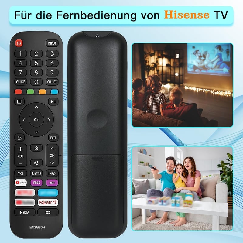 Riry Távirányító Hisense EN2G30H/EN2A30 VIDAA LCD LED 4K UHD Smart TV-hez Helyettesítő Univerzális Távkapcsoló