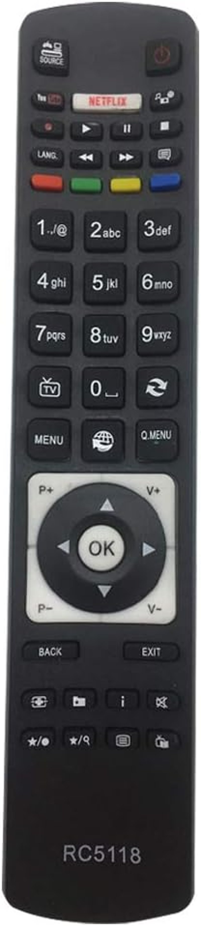 Riry Univerzális Távirányító RC5118 Telefunken TV-hez - Digihome Alba Polaroid FINLUX Bush Hitachi Smart TV Netflix YouTube - Beállítás Nélk