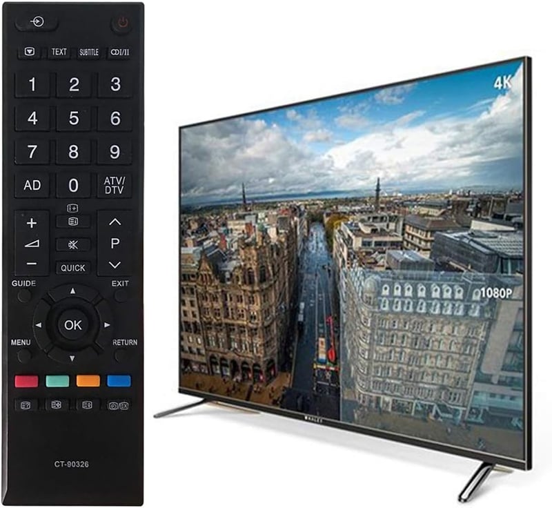 Riry Univerzális Távirányító Toshiba CT-90326 Regza LCD LED TV-hez - Helyettesítő Távkapcsoló Beállítás Nélkül