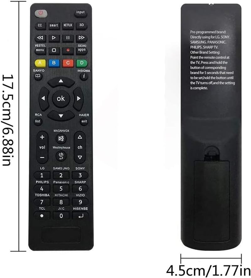 Riry Univerzális TV Távirányító Samsung Sony Philips Panasonic LG Sharp Hitachi Vizio TCL Toshiba Hisense Smart TV-hez Egyszerű Beállítás