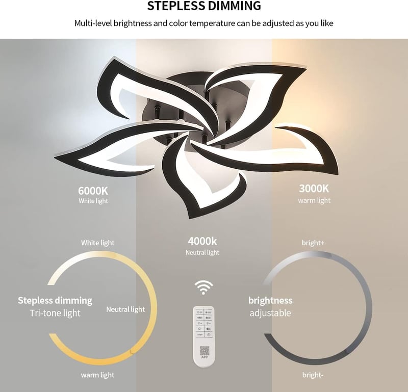 Riserva 40W 4700LM Dimmable LED Mennyezeti Lámpa Távirányítóval, Virág Dizájn
