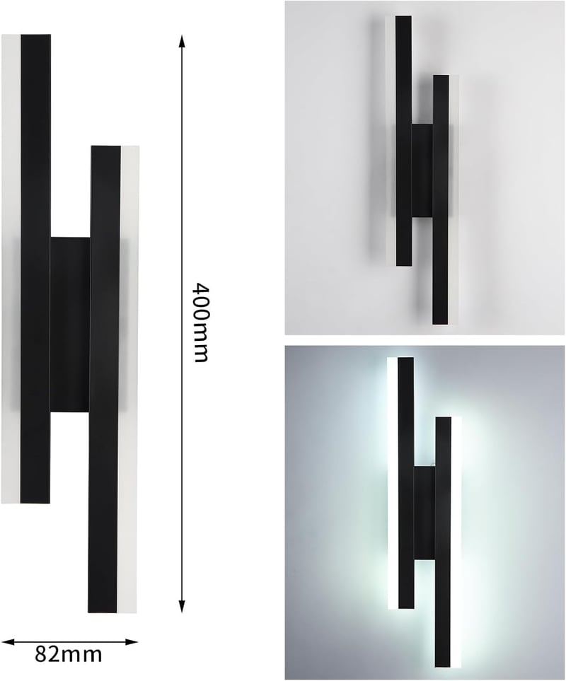 Riserva LED fali lámpa 16W 1800 lm modern fekete 40 cm