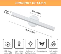 Riserva LED fürdőszobai tükör lámpa 12W, 300° forgatható, meleg fehér 7