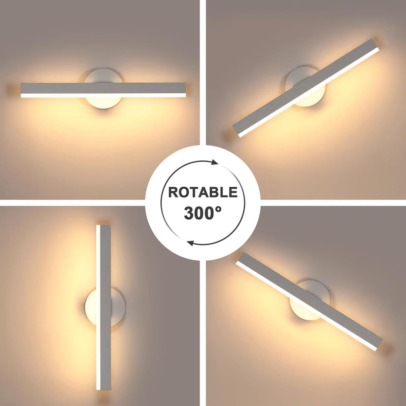 Riserva LED fürdőszobai tükör lámpa 12W, 300° forgatható, meleg fehér