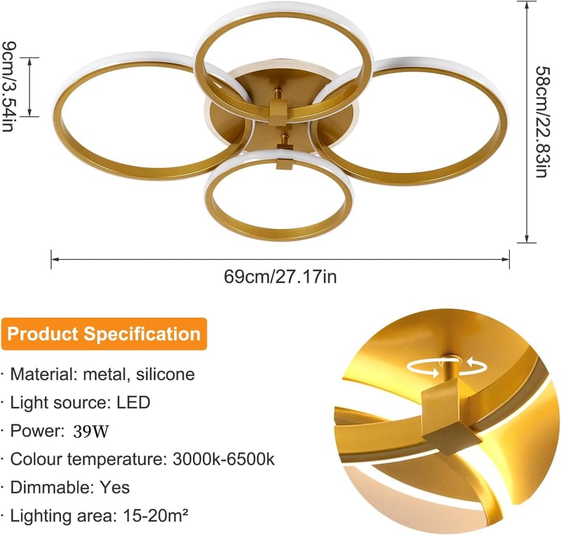 Riserva LED Mennyezeti Lámpa Dimmelhető Távirányítóval 39W Kerek Fehér 3000-6500K