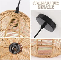 Riserva Vintage E27 Rattan Mennyezeti Lámpa Retro Csillár 20 cm 4