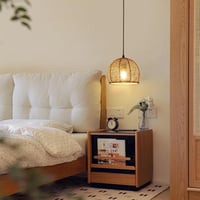 Riserva Vintage E27 Rattan Mennyezeti Lámpa Retro Csillár 20 cm 6