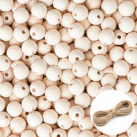 RITOLLO 140 buc. Mărgele din lemn 20 mm, Bile din lemn natural cu gaură, Mărgele rotunde din lemn pentru înșirare (gaură 4-5 mm), DIY Bijuterii, Macrame, Pictură și Decor 1