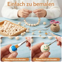 RITOLLO 140 buc. Mărgele din lemn 20 mm, Bile din lemn natural cu gaură, Mărgele rotunde din lemn pentru înșirare (gaură 4-5 mm), DIY Bijuterii, Macrame, Pictură și Decor 4