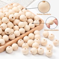 RITOLLO 140 buc. Mărgele din lemn 20 mm, Bile din lemn natural cu gaură, Mărgele rotunde din lemn pentru înșirare (gaură 4-5 mm), DIY Bijuterii, Macrame, Pictură și Decor 3