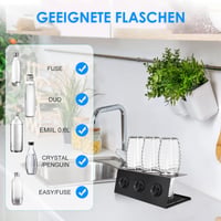 Rivasen Držiak na fľaše SodaStream s odkvapkávačom z nehrdzavejúcej ocele pre 3 fľaše a držiakom na uzávery, čierny, 15,5x10,5x30 cm, pre fľaše Crystal a Emil 7
