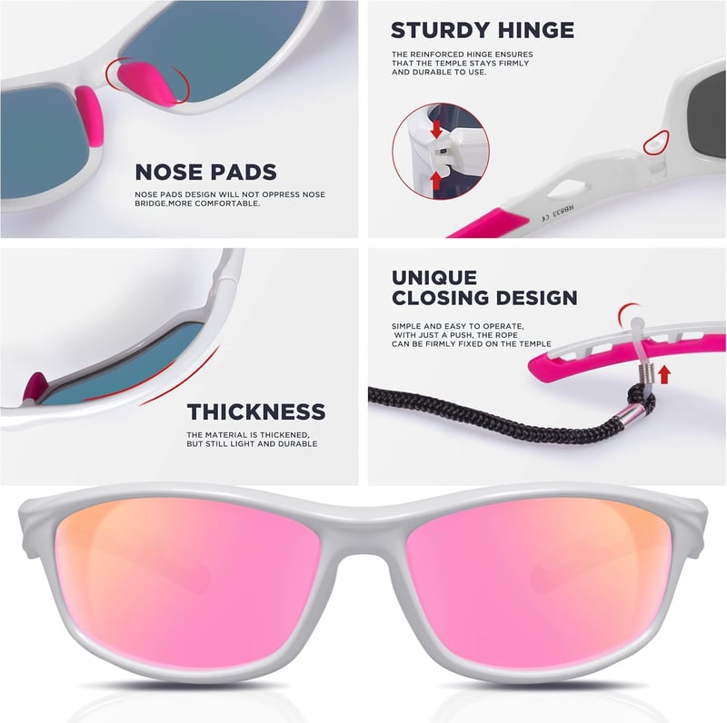 RIVBOS RB833 Sunglasses Cycling Glasses Sports Glasses for Women Men Polarised TR90 Super Light Unbreakable Frame UV400 Hiking Running Golf and Fishing