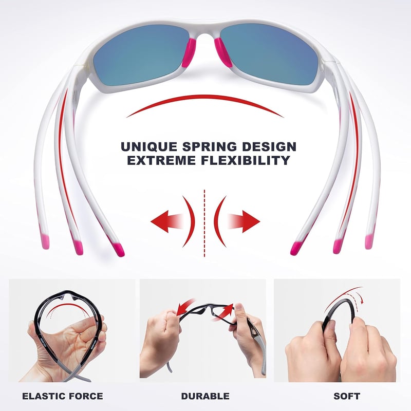 RIVBOS RB833 Sunglasses Cycling Glasses Sports Glasses for Women Men Polarised TR90 Super Light Unbreakable Frame UV400 Hiking Running Golf and Fishing