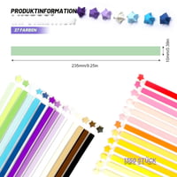 Rjayaa papierové prúžky na tvorenie, 1350 ks papierových prúžkov na origami hviezdičky, farebné papierové prúžky na kreatívne tvorenie 2