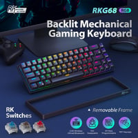 RK ROYAL KLUDGE G68 Mechanikus Gamer Billentyűzet - 65% Kompakt, RGB, Vezeték Nélküli/Bluetooth/USB, Hot-Swap, Piros Kapcsoló, Fekete 2