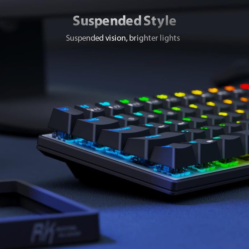 RK ROYAL KLUDGE G68 Mechanikus Gamer Billentyűzet - 65% Kompakt, RGB, Vezeték Nélküli/Bluetooth/USB, Hot-Swap, Piros Kapcsoló, Fekete