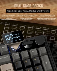 Tastatură mecanică RK ROYAL KLUDGE M100 cu ecran și buton rotativ, 96% gasket, QWERTZ cu tastatură numerică, BT, 2.4GHz, USB-C, RGB, 8000mAh, hotswap, Creamy, negru 4