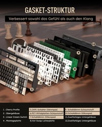 Tastatură mecanică RK ROYAL KLUDGE M100 cu ecran și buton rotativ, 96% gasket, QWERTZ cu tastatură numerică, BT, 2.4GHz, USB-C, RGB, 8000mAh, hotswap, Creamy, negru 6