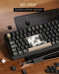 Tastatură mecanică RK ROYAL KLUDGE M100 cu ecran și buton rotativ, 96% gasket, QWERTZ cu tastatură numerică, BT, 2.4GHz, USB-C, RGB, 8000mAh, hotswap, Creamy, negru 7