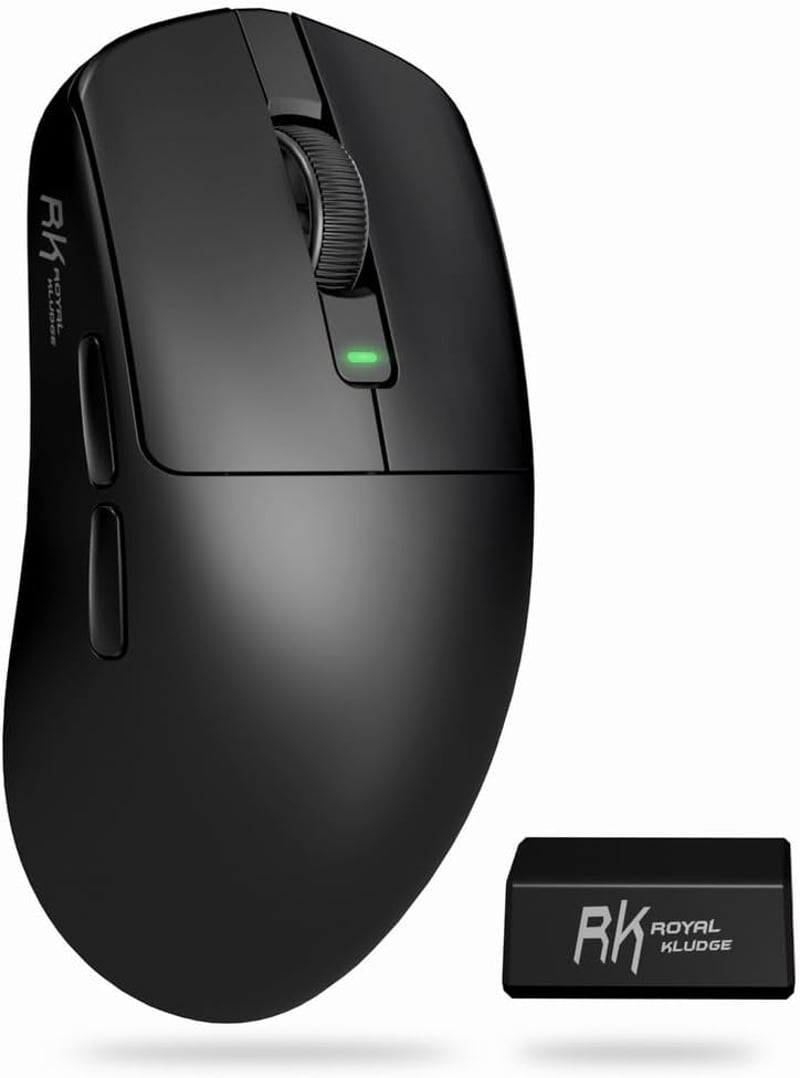 RK ROYAL KLUDGE M3 Vezeték Nélküli Gamer Egér, 30K DPI PAW3950 Szenzor, 47g Ultrakönnyű, 8K Polling, 3 Módú Csatlakozás, 5 Programozható Gom