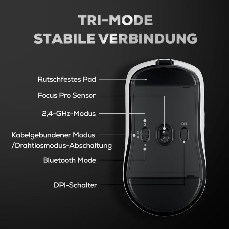 RK ROYAL KLUDGE M3 Wireless Gaming Egér 47g Ultralight 30K DPI 8K Polling Fehér