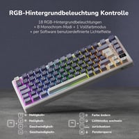 RK ROYAL KLUDGE M75 Vezeték Nélküli Mechanikus Gamer Billentyűzet, 75% TKL, RGB, QWERTZ, OLED Kijelző, Hot-Swap Brown Switch, Lila 6