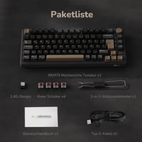 RK ROYAL KLUDGE M75 Vezeték Nélküli Mechanikus Gamer Billentyűzet, 75% TKL, RGB, OLED Kijelző, Hot-Swap Piros Switch, QWERTZ, Szürke 9