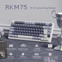 RK ROYAL KLUDGE M75 Vezeték Nélküli Mechanikus Gamer Billentyűzet, 75% TKL, RGB, QWERTZ, OLED Kijelzővel, Hot-Swap Red Switch, Levendula Lil 2