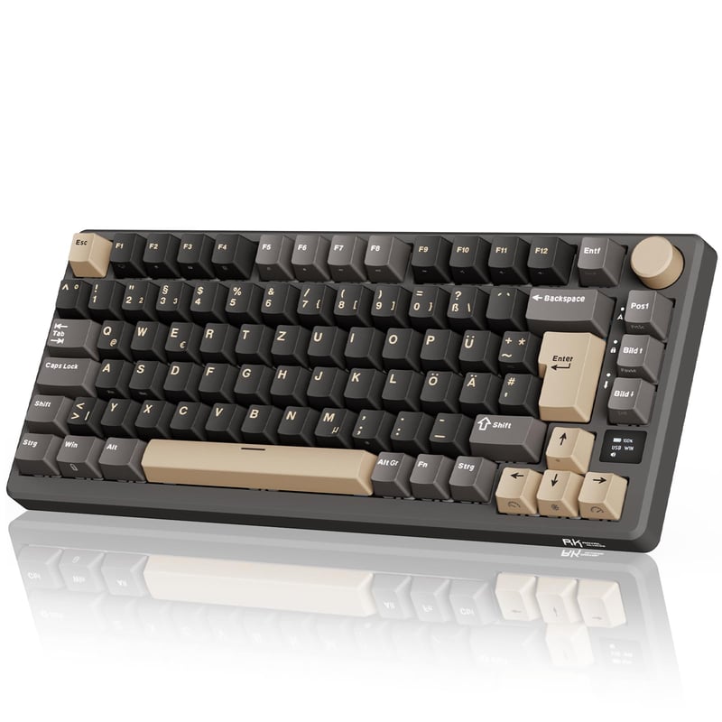 RK ROYAL KLUDGE M75 Bezdrôtová Mechanická Herná Klávesnica, 75% TKL, RGB, OLED Displej, Hot-Swap Červené Spínače, QWERTZ, Sivá
