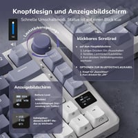 RK ROYAL KLUDGE M75 Vezeték Nélküli Mechanikus Gamer Billentyűzet, 75% TKL, RGB, QWERTZ, OLED Kijelzővel, Hot-Swap Red Switch, Levendula Lil 3